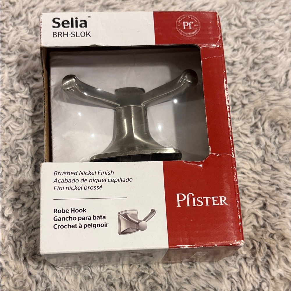 Pfister Robe Hook Unisex OS Brushed Nickel‎ NEW Selia BRH-SLOK Double Hook